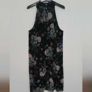 New Floral Mesh Halter Dress / Size 2X